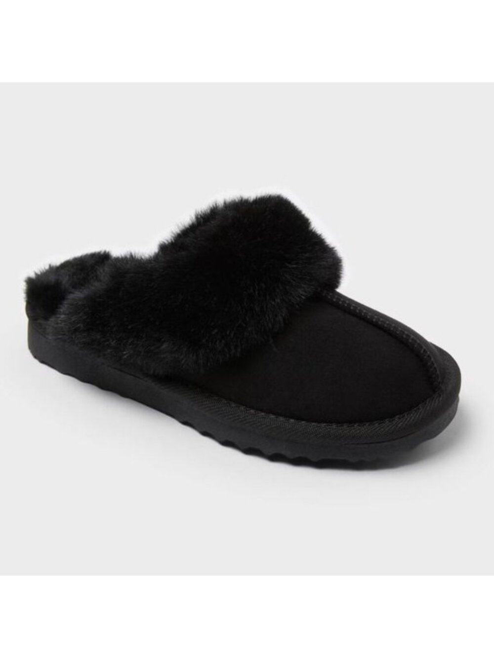Cat & Jack size 13 Kids' Inez Scuff Slipper Black NEW with tags Faux fur